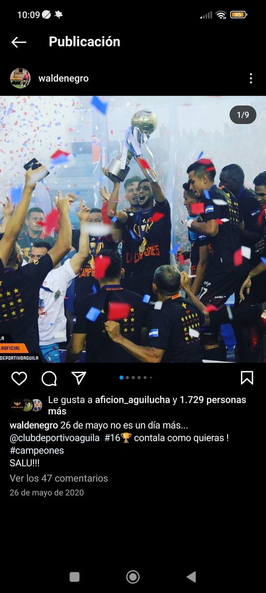 Un 26 de mayo del 2019. 
Nos coronamos campeones de la 16. 
Donde walde y Joaquín de los buenos y últimos extranjeros en el Ave. 
<a href="/cdaguilaoficial/">C.D. ÁGUILA</a> <a href="/waldemar_1986/">negro</a> <a href="/Joacoverges/">❕joaco verges❕🤹🏽‍♂️</a> .

Gracias <a href="/alxxherr/">Alejandro</a> y <a href="/Mariorivehdez98/">Zope Rivera Hdez</a>  por la corrección