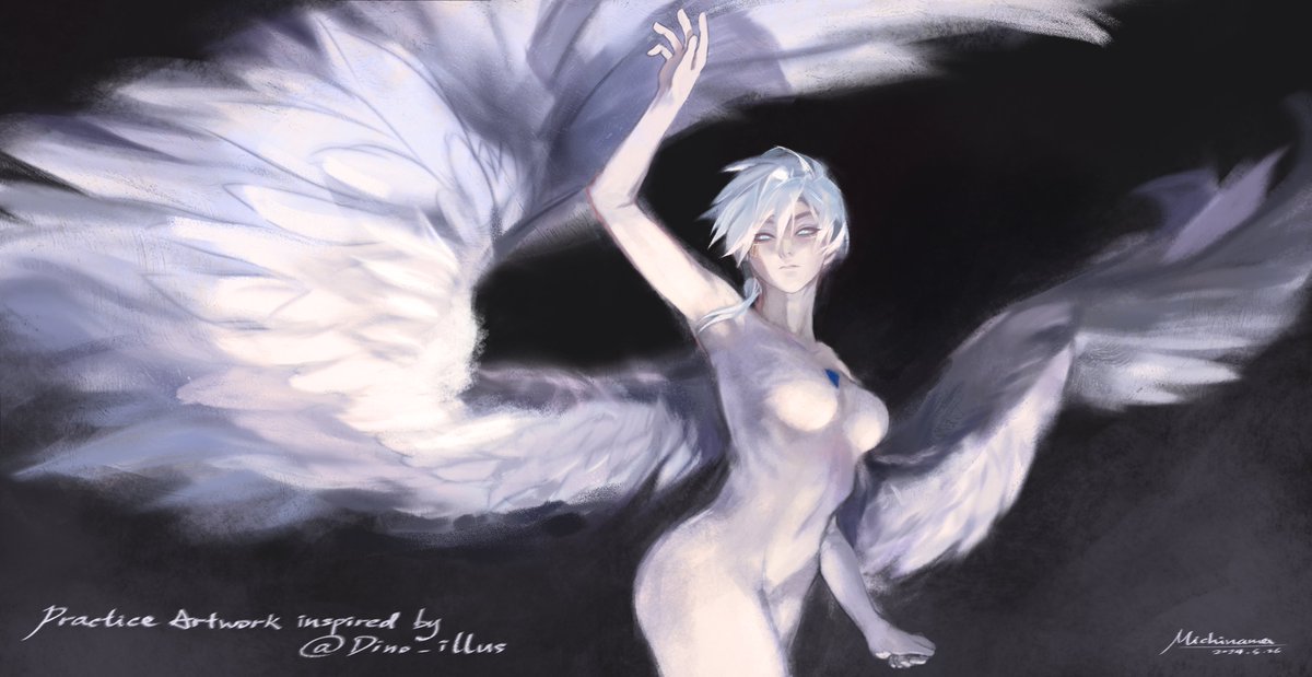 I tried to learn how to paint wings from it, also had a lot of fun with the lighting! Thx for allowing me to use this heavenly beautiful piece as a reference!! 🙏🏼🙏🏼🙏🏼

#Riven #leagueoflegends #leagueoflegendsfanart