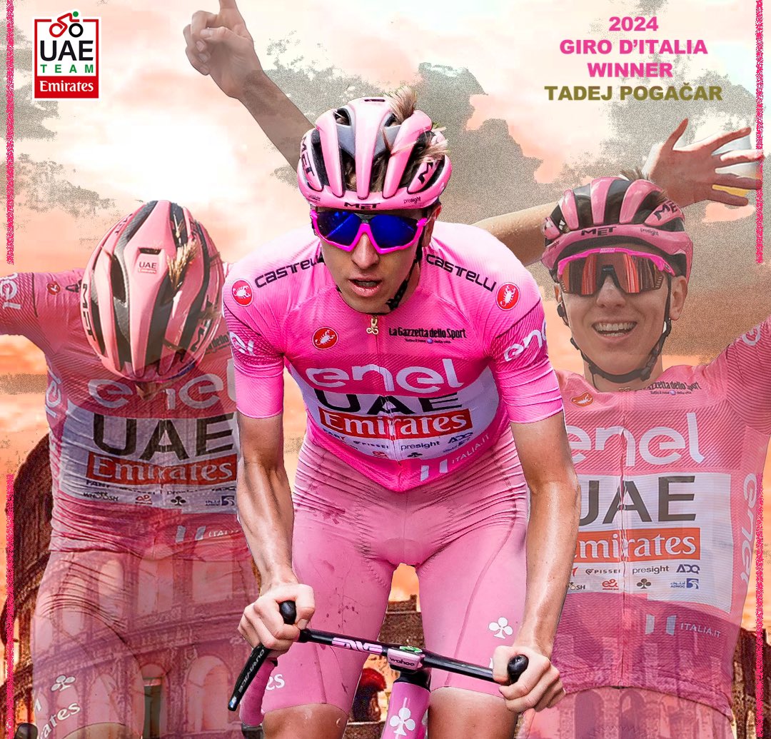 💗 TADEJ POGAČAR WINS THE GIRO D’ITALIA 🏆 THANK YOU 💗 GRAZIE 🇮🇹 #UAETeamEmirates #WeAreUAE #GirodItalia #Giro