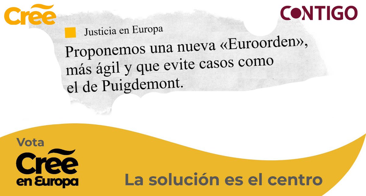 🇪🇺 #EleccionesEuropeas Proponemos nueva «Euroorden» que permita a los Estados miembros acudir directamente al Tribunal Justicia UE y que este decida sobre la entrega de huidos de la #justicia
VOTA #CreeEnEuropa
#LaSolucionEsElCentro
Programa electoral cree.org.es/europa/