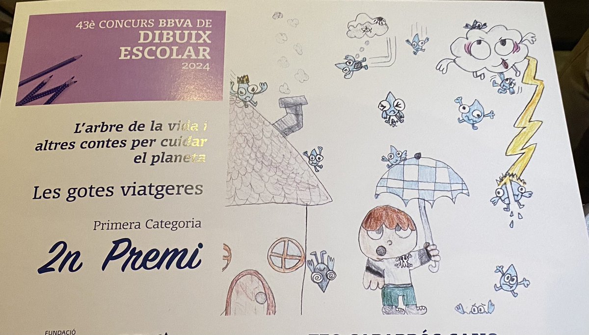 belen_carrascon's tweet photo. Enhorabona Teo ets una dels guanyadors del concurs de dibuix del BBVA @Fcaixescat El primer de molts dels premis que rebràs. Ets un artista😍👨🏻‍🎨🎨#JEStGervasi @JesuitesEdu @jesuitesinnova https://t.co/9PQAXt5K8y