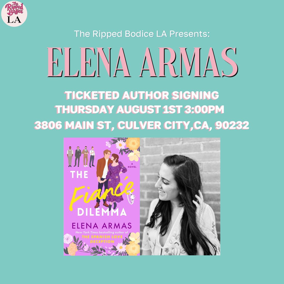 TheRippedBodice's tweet photo. Pre-order The Fiancé Dilemma by @ElenaArmasBooks to receive an exclusive print by Charlotte Slegers (while supplies last) by July 21st. 🌼

We’re also hosting a signing with Elena on August 1st from 3-5pm. 

https://t.co/cR5uVWqDIB

#TheRippedBodiceLA #PreOrder #RomanceNovels https://t.co/BUBYzqb6Wn
