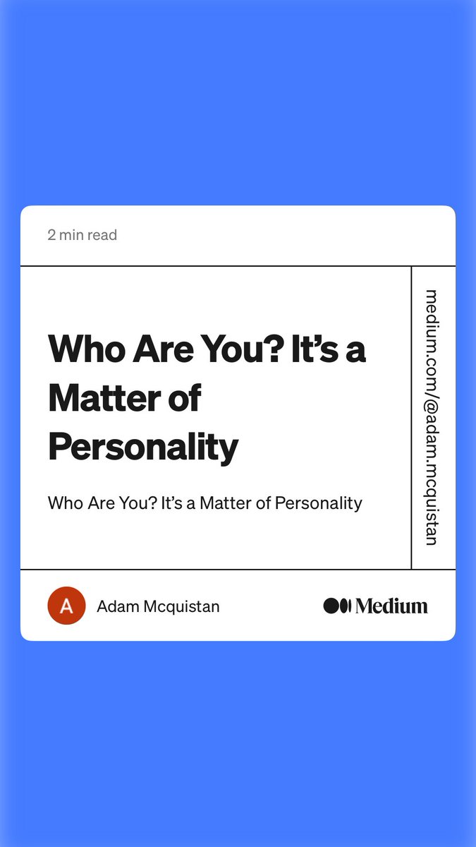 adamjmcquistan's tweet image. “Who Are You? It’s a Matter of Personality” by Adam Mcquistan
medium.com/@adam.mcquista…