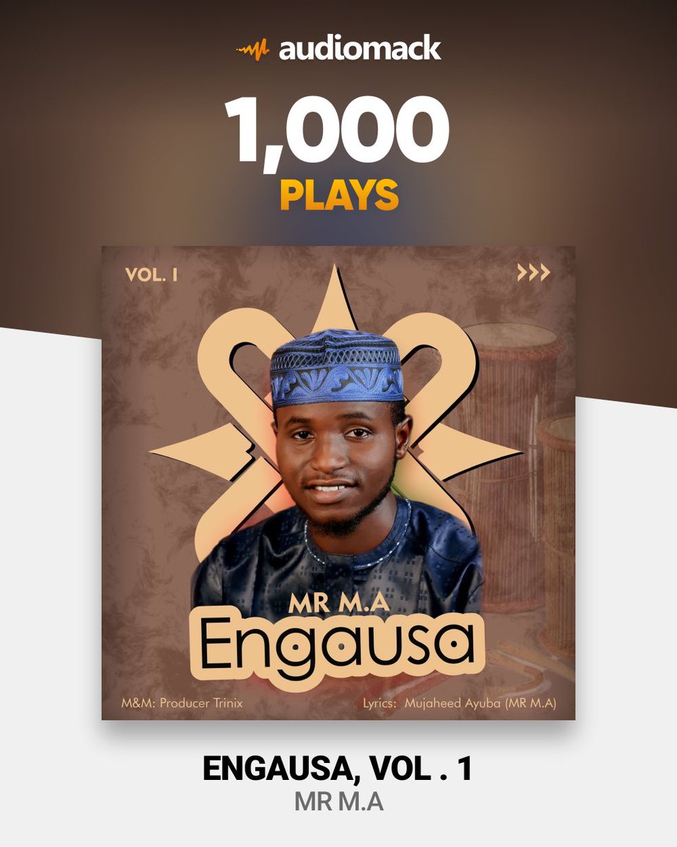 Alhamdulillah🥰! My album ‘Engausa, Vol. 1’ hits 1k streams on @audiomack 🌎🔊. It’s available on all streaming platforms now. Go stream please 🙏🏾🙏🏾🥰. @DONJAZZY @alinuhu @mreazi @alijitaa @emPawaAfrica @EMPIREAfrica @lilinbaba_ @Iceprincezamani 

Link🔗: push.fm/fl/engausa-vol1