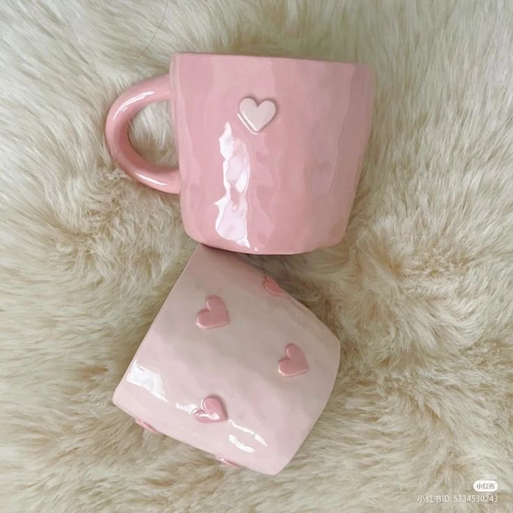 pink ceramic mugs with hearts