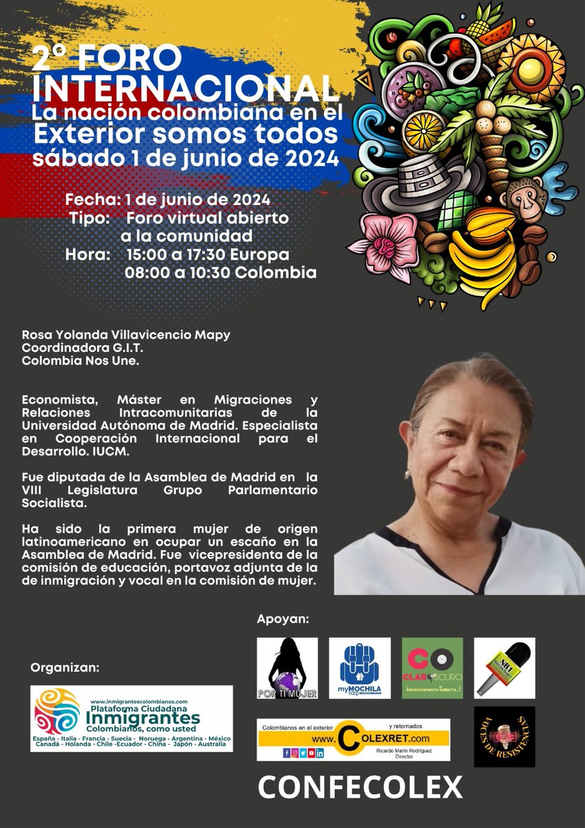 jlOrtiz22's tweet photo. Desde el GTI @ColombiaNosUne participará su directora @ryvillavicencio y el líder de la convocatoria a la #MNSCM @SantiagoPeye . #2foroExteriorSomosTodos @infopresidencia @petrogustavo @andreapetro91 @RoyBarreras @JuanPabloCalvas @SenadoGovCo @CamaraColombia @LuisGMurillo https://t.co/qOzjp3Bj4u