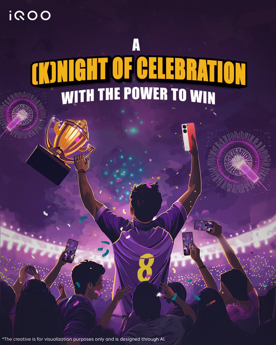 🏆Congratulations to the champions on their 3rd IPL victory! #iQOO celebrates the (k)night of victory and the #PowerToWin! 🎉 #iQOO #KKRvsSRH #IPLFinal