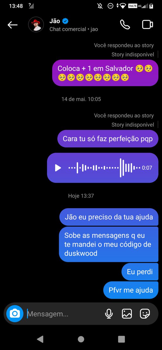 Simplesmente perdi meu código do duskwood e preciso pra jogar moonvale😭😭😭 tinha mandado na dm do <a href="/jaoromania/">Jão</a> mas sem querer devo ter apagado as mensagens para mim, queria que o Jão fosse humilde pra me mandar meu código 😭😭😭😭