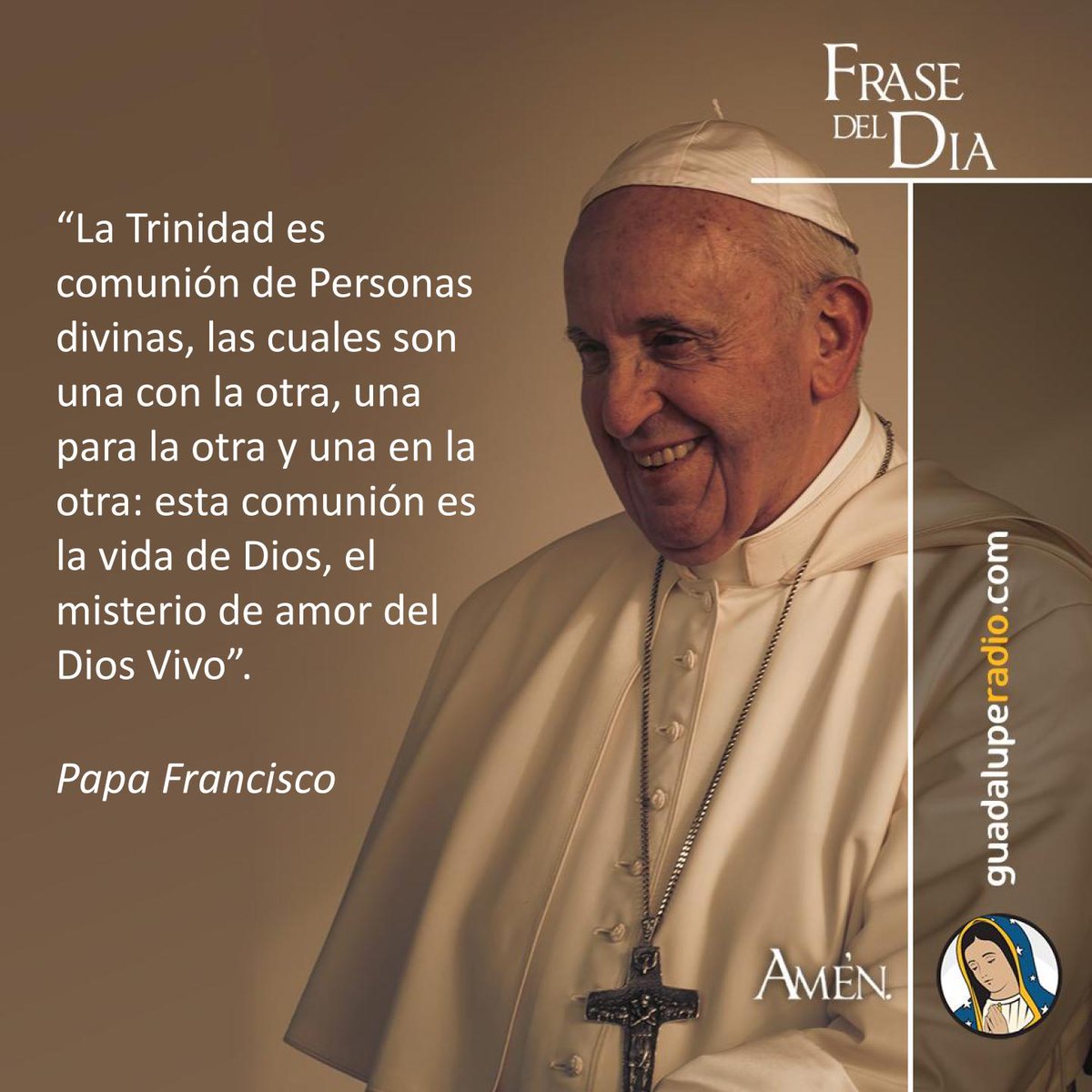 La Trinidad es comunión de Personas divinas.
#FraseDelDia
#GuadalupeRadio