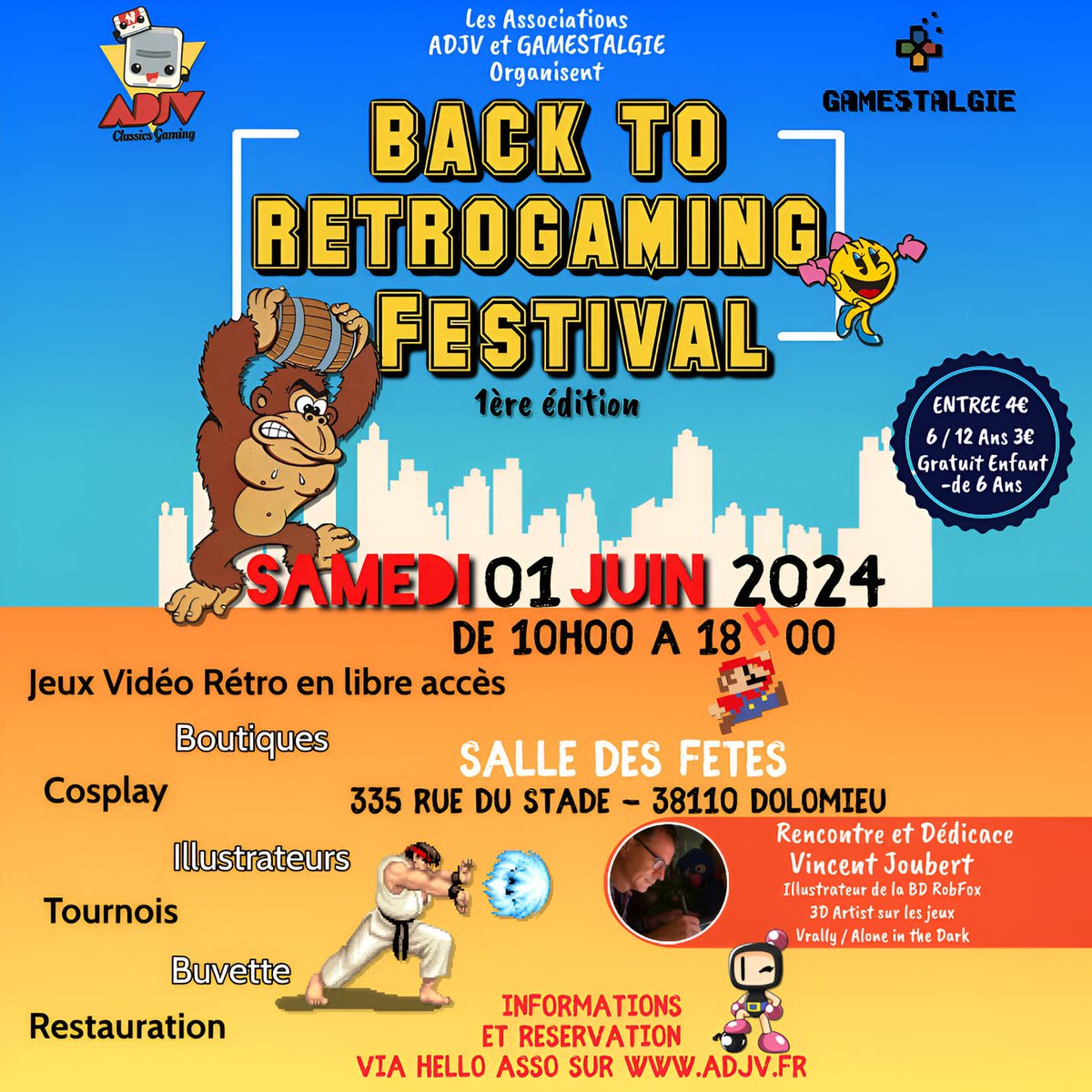 Venez nous voir à notre #festival commun le samedi 1er juin de 10h à 18h à la salle des fêtes de #Dolomieu en #Isère ! Du #rétrogaming, des tournois, des invités, des boutiques, une tombola et de la restauration... mais surtout du FUN ! ❤️
+ d'infos sur : facebook.com/events/1104048…