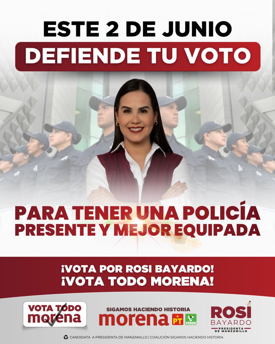 Rosi Bayardo (@bayardorosi) on Twitter photo Con tu apoyo, encabezaré un gobierno municipal propositivo y coordinado con el Gobierno estatal y con la próxima Presidenta de México, la Dra. <a href="/Claudiashein/">Claudia Sheinbaum Pardo</a>; ¡se acabaron los tiempos de confrontación!
Este 2 de junio nos vemos en las urnas. 🗳️
#VotaMorena Con tu apoyo, encabezaré un gobierno municipal propositivo y coordinado con el Gobierno estatal y con la próxima Presidenta de México, la Dra. <a href="/Claudiashein/">Claudia Sheinbaum Pardo</a>; ¡se acabaron los tiempos de confrontación!
Este 2 de junio nos vemos en las urnas. 🗳️
#VotaMorena