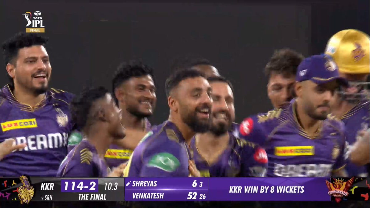 KKR WON IPL FINAL IN JUST 10.3 OVERS.