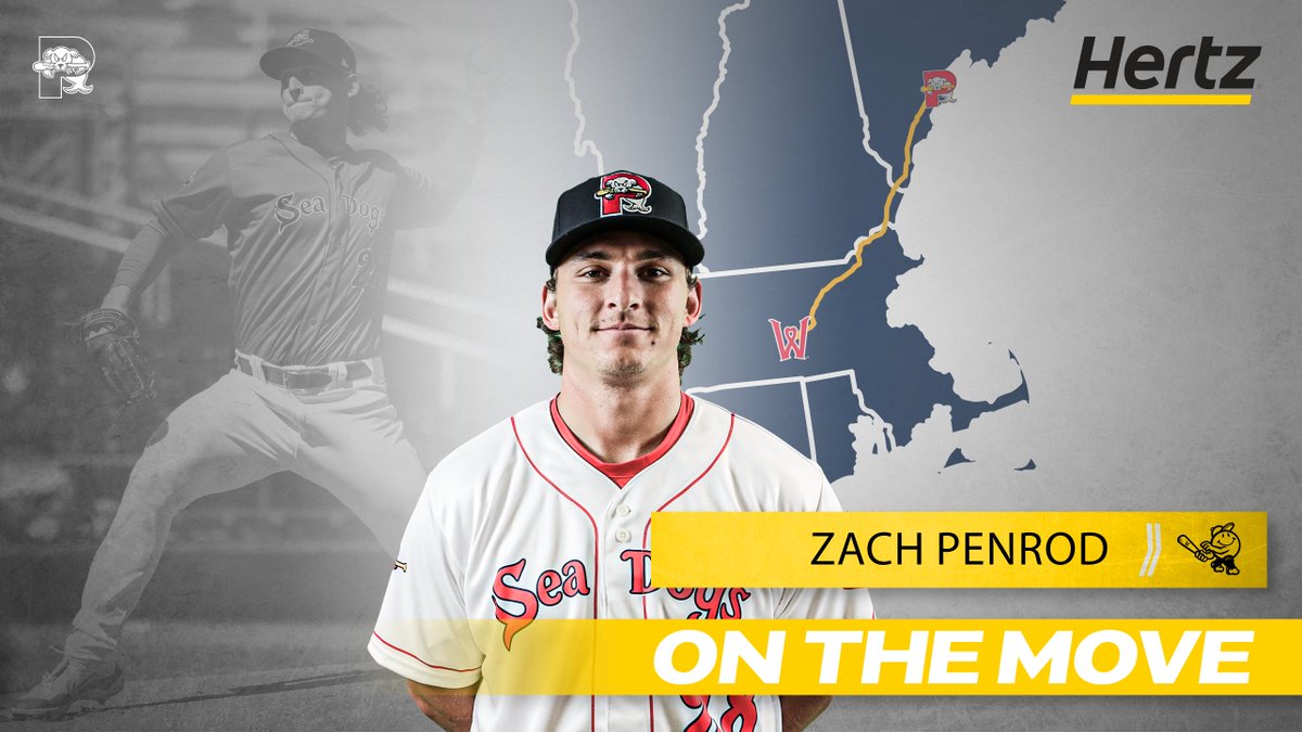 Congratulations to Zach Penrod...he's a @Hertz Player on the Move to Triple-A @WooSox. In 7 games for the Sea Dogs, Penrod produced a 4-0 record with a 2.80 ERA and 53 strikeouts in 35.1 innings.