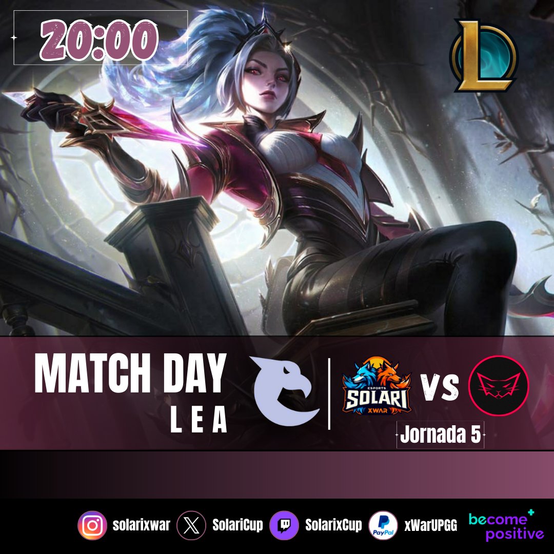 Volvemos a la Grieta!!!

⚔️ Solari xWar 🆚 <a href="/DarkcatsE/">DarkCats.</a> 
🕙 20:00 / BO2
📋 <a href="/LEAmateur_/">LEA</a>  Jornada 5

Partido muuuuy importante para definir si luchamos por la primera posición!!!