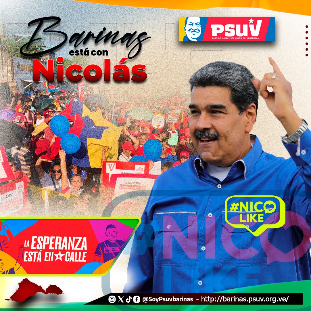 SoyPsuvBarinas's tweet photo. #26May | 🇻🇪 Vamos todas y todos a romper la censura en las #RRSS!

1️⃣ Sigue las cuentas del presidente @NicolasMaduro
2️⃣ Comenta este post con la etiqueta #NicoLike 
3️⃣ Menciona a tres de tus contactos
4️⃣ Dale un ❤️ y 🔄 a este post. https://t.co/KJxh0BJG0j