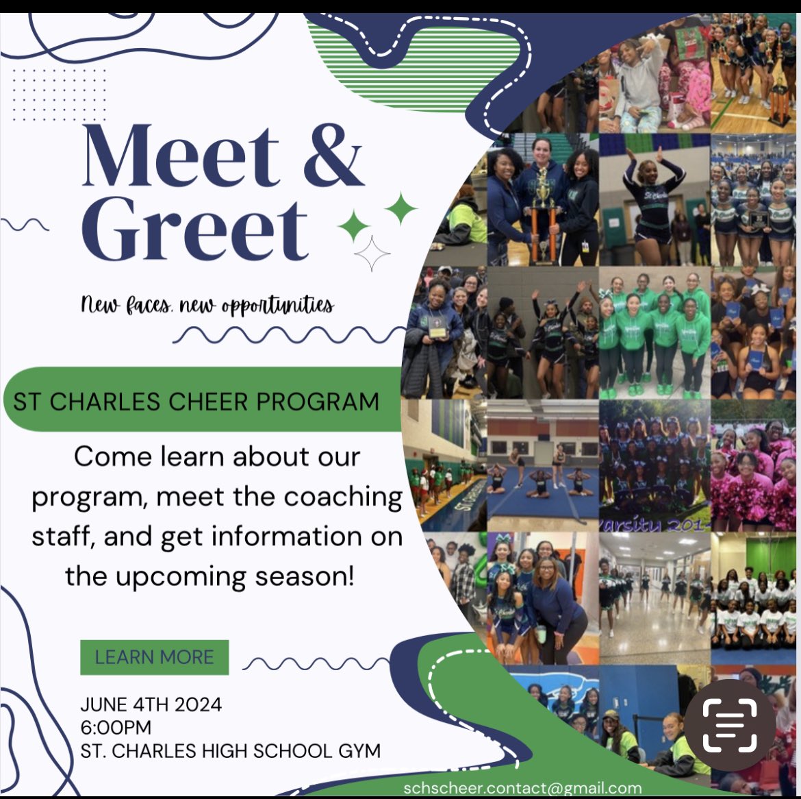 Just 10 Days Away💙💚

Come Out June 4th at 6pm to Meet the Coaches &amp; hear all the Details about our Cheer Program for Fall 2024, we are Looking Forward to seeing New Faces💚💙
<a href="/StCharlesHS/">St Charles High School</a> <a href="/StCharles_sga/">Spartan SGA</a> @SchsSathletics <a href="/MiltonSomersMS/">Milton M. Somers MS</a> <a href="/StoddertCCPS/">Benjamin Stoddert MS</a> <a href="/JohnHansonMS/">John Hanson MS</a>