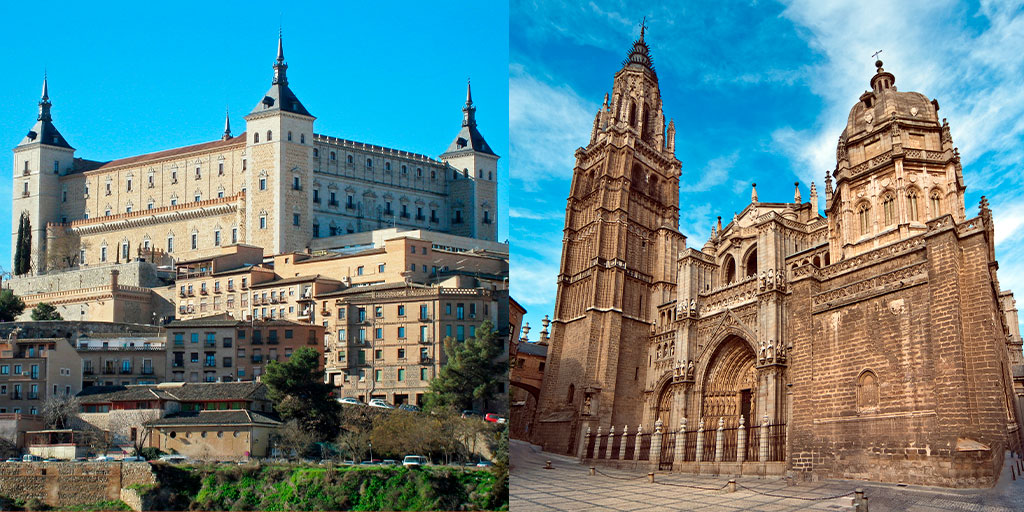 Th city of #Toledo 📸 enchants its visitors with gorgeous architectural treasures! 🤩 Which monument do you prefer, its breathtaking cathedral or magnificent castle? 🙌

tinyurl.com/4ksa8vzu  👈

#VisitSpain #YouDeserveSpain #SpainUrban 
@TurismoCLM @toledoturismo @GrupoCPHE