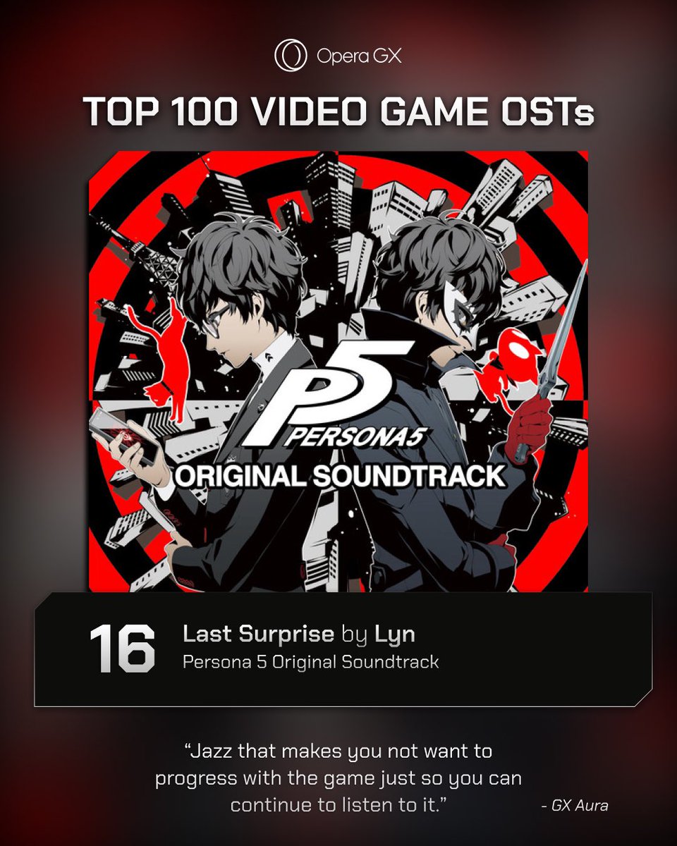 16. Persona 5 Top Track: Last Surprise - Lyn #Top100GameOSTs