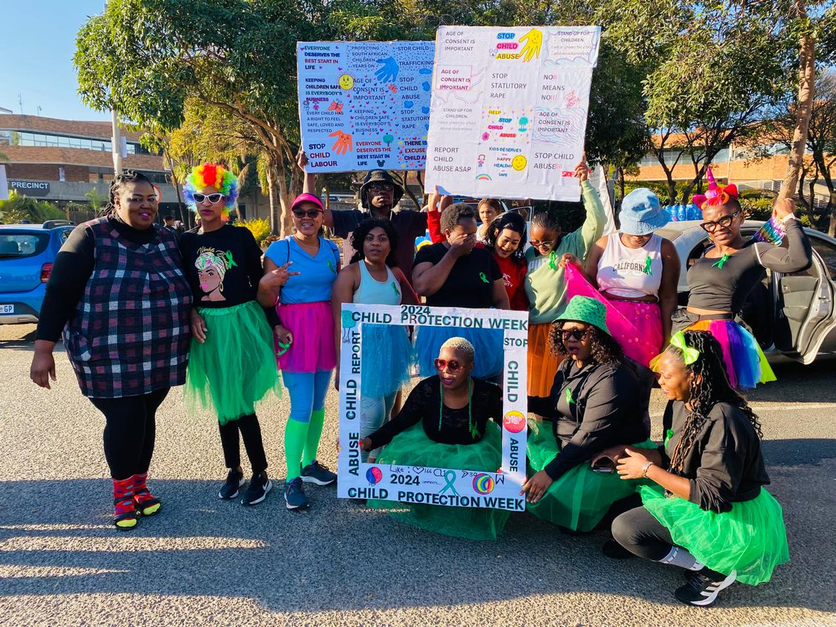 SAPoliceService's tweet image. #sapsGP Germiston #SAPS along with various stakeholders embarked on an awareness walk in support of #ChildProtectionWeek2024 through Germiston South, Delville, to Dukathole via CBD with the aim to address child abuse, women abuse, human trafficking and sexual offences. #EndGBV
