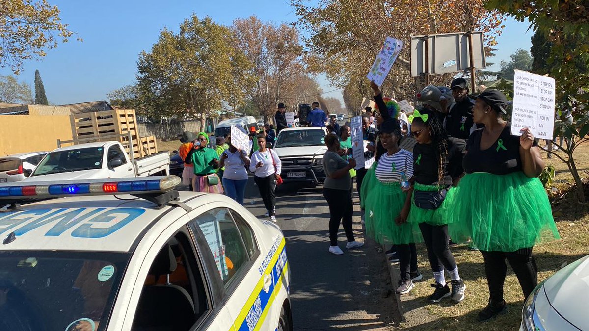 SAPoliceService's tweet image. #sapsGP Germiston #SAPS along with various stakeholders embarked on an awareness walk in support of #ChildProtectionWeek2024 through Germiston South, Delville, to Dukathole via CBD with the aim to address child abuse, women abuse, human trafficking and sexual offences. #EndGBV
