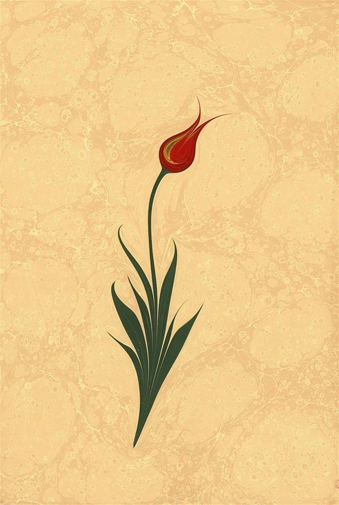 “Tulip,” Betül Hut “Ebru is the traditional Turkish art of creating colourful patterns by sprinkling and brushing colour pigments onto a pan of oily water and then transferring the patterns to paper.”