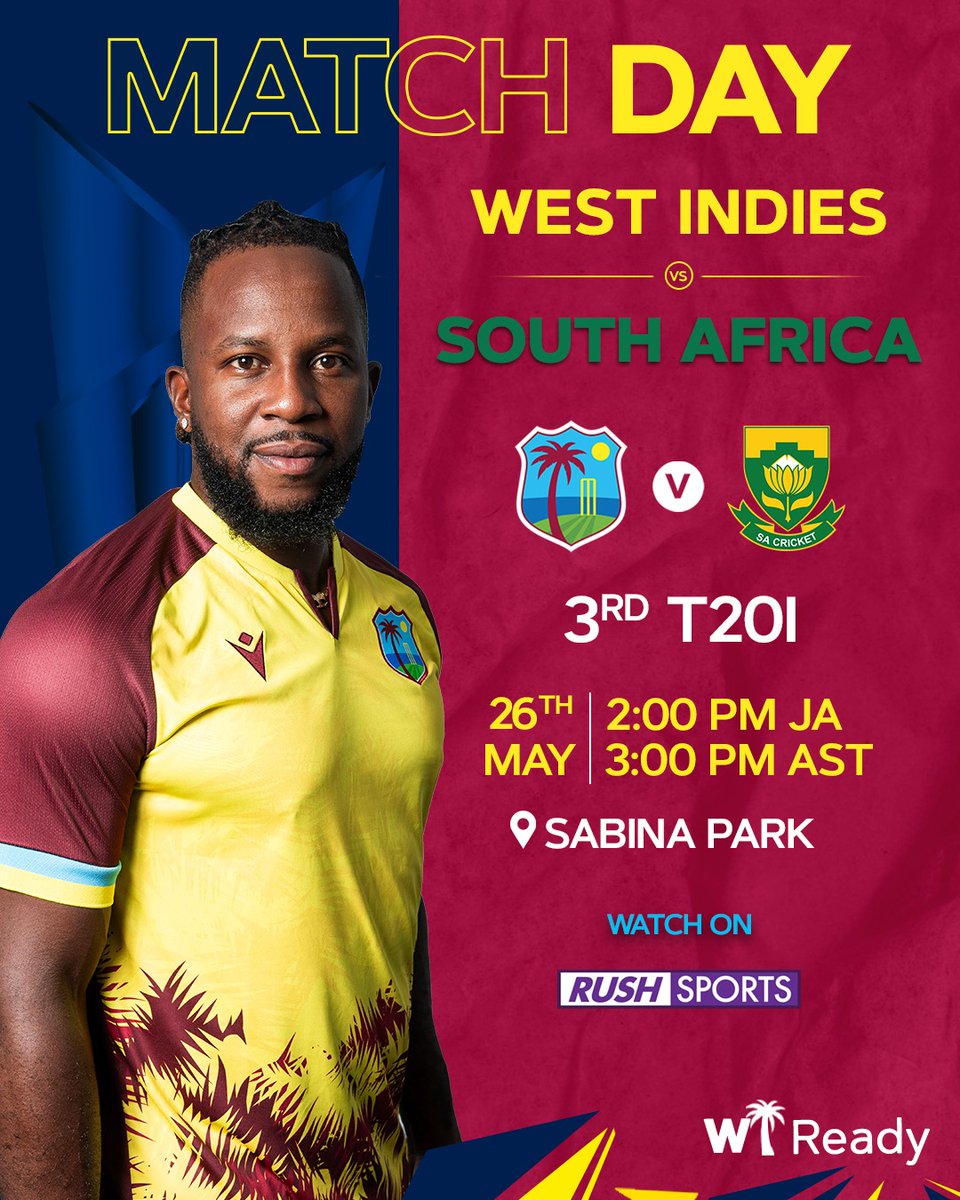 GAME DAY with a series sweep on the table!🙌🏾 #WIREADY #WIvSA
