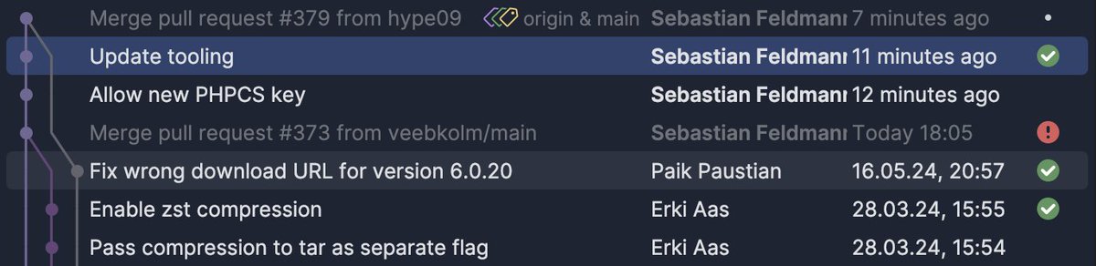 TIL: <a href="/phpstorm/">PhpStorm, a JetBrains IDE</a> is showing <a href="/github/">GitHub</a> action build results in the git log 😍