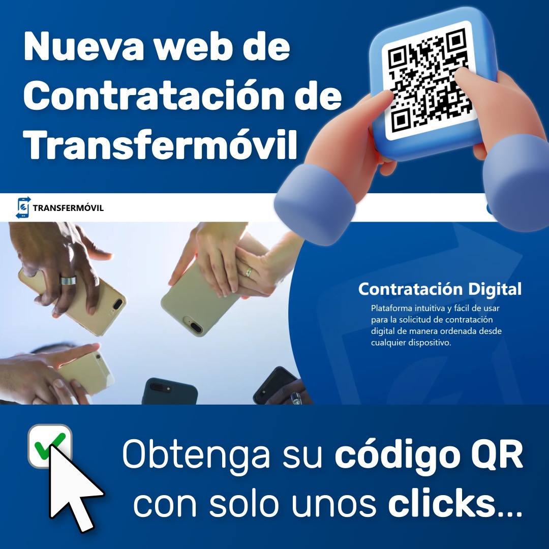 Próximamente nueva plataforma de contratación digital para #Transfermóvil. Realiza tu contrato y activa tu negocio en minutos. 
<a href="/ETECSA_Cuba/">ETECSA</a> 
<a href="/TransfermovilS/">Transfermóvil Cuba</a> 
<a href="/BancoCentralCub/">Banco Central de Cuba</a> 
<a href="/MINCOMCuba/">Ministerio de Comunicaciones Cuba</a>