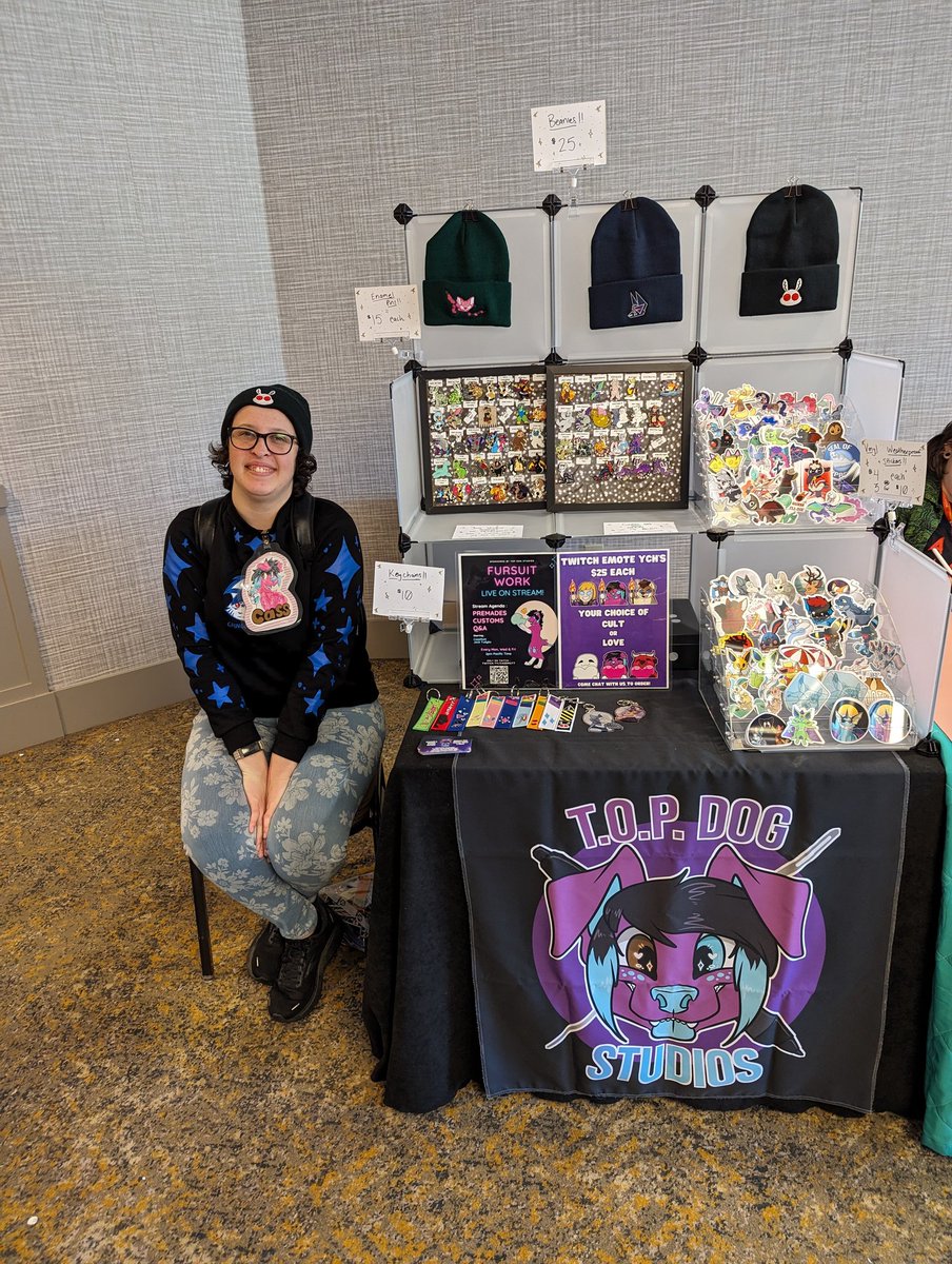 Hey Portland furries! For today only, we are all set up in the @Furlandia Artist Alley ✨ Come on in for beanies, pins, keychains and stickers! We are getting a lot of swarms so get merch while it lasts because it is GOING GOING GONE!