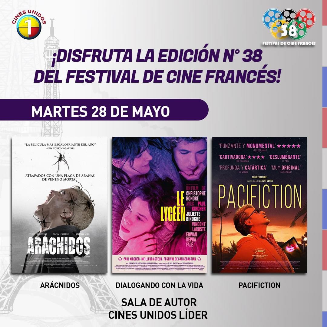 CinesUnidos's tweet photo. Del 24 al 29 de mayo en la Sala de Autor de Cines Unidos Líder:
🇫🇷 #PerroFeroz
🇫🇷 #Pacifiction
🇫🇷 #DialogandoConLaVida
🇫🇷 #MiCaminoInterior
🇫🇷 #LaBestia
🇫🇷 #CriaturasAsombrosas
🇫🇷 #Arácnidos https://t.co/0buWJGnm1I