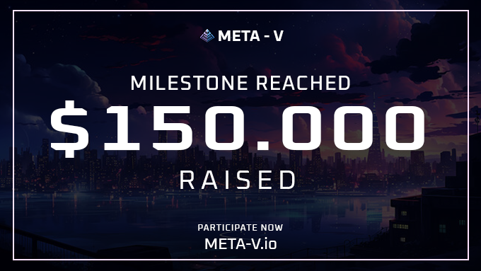 META_V_Official's tweet photo. 🎉 Celebrating a Major Milestone: Crossing $150,000 in Our Presale Journey! 🎉

We're thrilled to announce to our incredible community and supporters that we've reached an impressive milestone – surpassing $150,000 in our presale. 🚀

🌐 Participate NOW: https://t.co/Sx4NJ696i7
 
Current stage: #3 (LIVE)  
Current price: $0.0165 per $MV  
Next stage price: $0.0204 per $MV
Listing price: $0.03 per $MV

This milestone underscores the strength of our project, the commitment of our team, and the steadfast support of our community. 💪

#presale #Future #Trend #milestone #metaverse #MVtoken