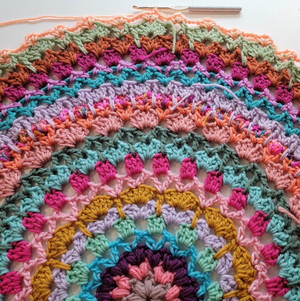 2024 Crochet Mood Blanket! Week 21, Row 21! Another good, fun week! 😃👏😊 #yarn #artist #crocheters #crochet #crocheting #crocheted #crochetersofinstagram #fyptiktok #makers #crochetblanket #crochetcreations #instacrochet #moodblanket #crochetallthethings #crochet365 #crafts