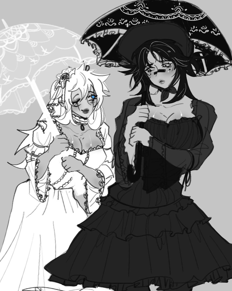 GOTH SATOCHOSO YURI WITH GOTH LOLITA CHOSO IBEG — I wish I have the energy to actually render/clean this but I still don't have drawing juice but omg I love them tysm for thi… retrospring.net/@ch33rymia/a/1…