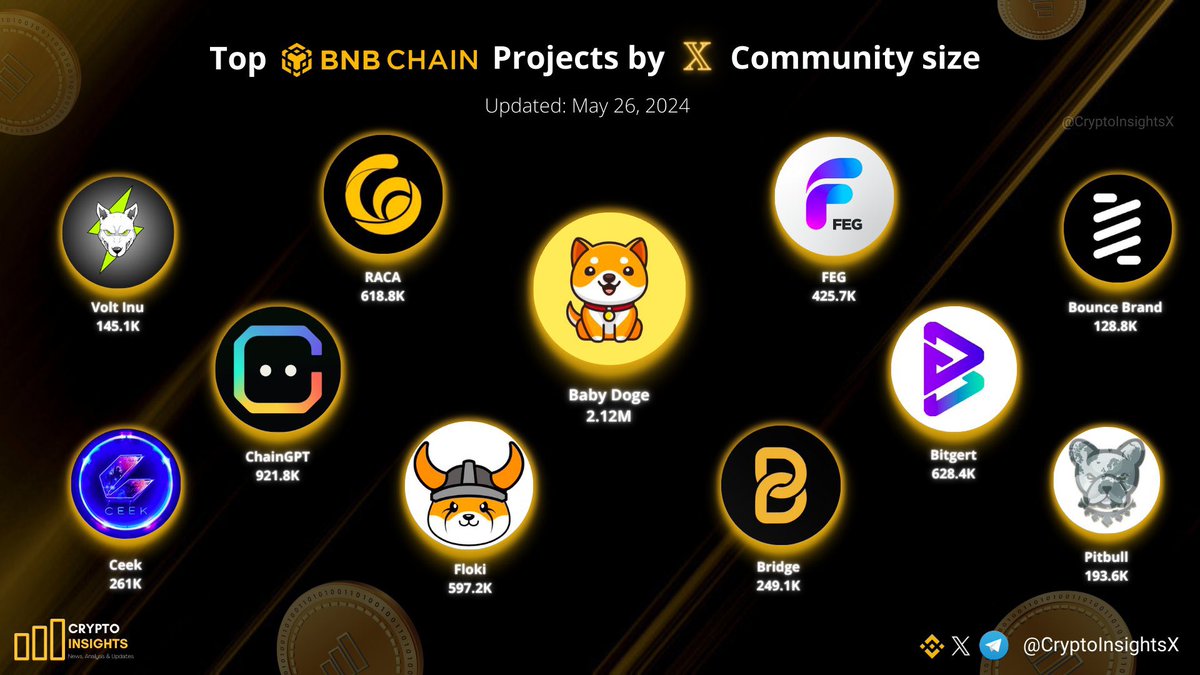 TOP #BNBChain Proyectos por tamaño de comunidad X 💹 @RACA_3 👀