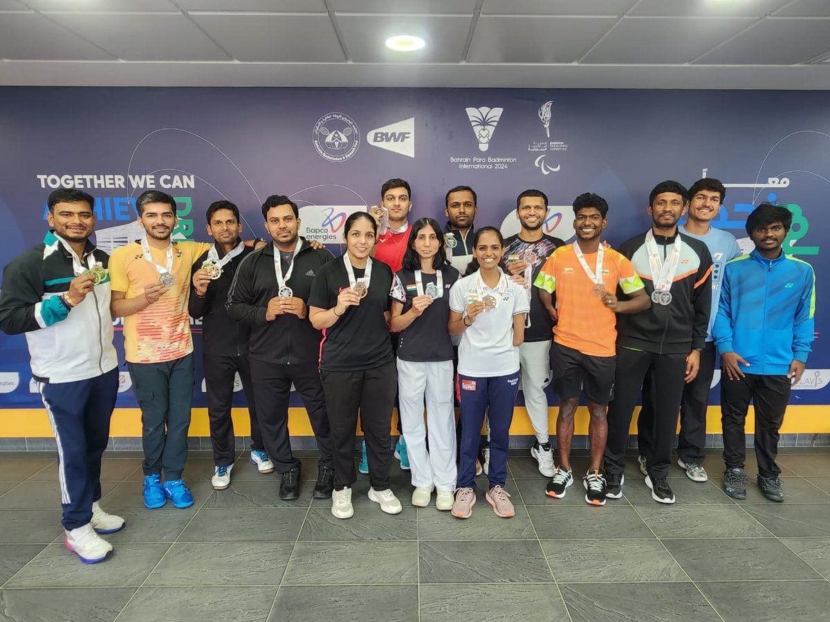 Media_SAI's tweet photo. Update: Bahrain Para Badminton International 2024🏸🇧🇭☑️

Our para shuttlers clinched a total of 1⃣1⃣🎖️, including 2⃣🥇3⃣🥈6⃣🥉

Take a look at our winners and their event categories👇

Gold🥇 Medalists: 
* #TopSchemeAthlete Manoj Sarkar- SL3 

* #TopSchemeAthlete Manisha Ramdass- SU5

Silver🥈 Medalists: 

* Umesh kumar-SL3
* Jyoti- SL4
* #TopsSchemeAthlete Tarun - SL4

Bronze🥉 Medalists: 
* Jagadesh- SL3
* #TopsSchemeAthlete Sukant kadam- SL4
* Alphia james-WH2
* Dev Rathi- SU5
* Naveen- SL4
* Arati janoba- SU5 

Many congratulations to all🫡👏👏

@ParalympicIndia