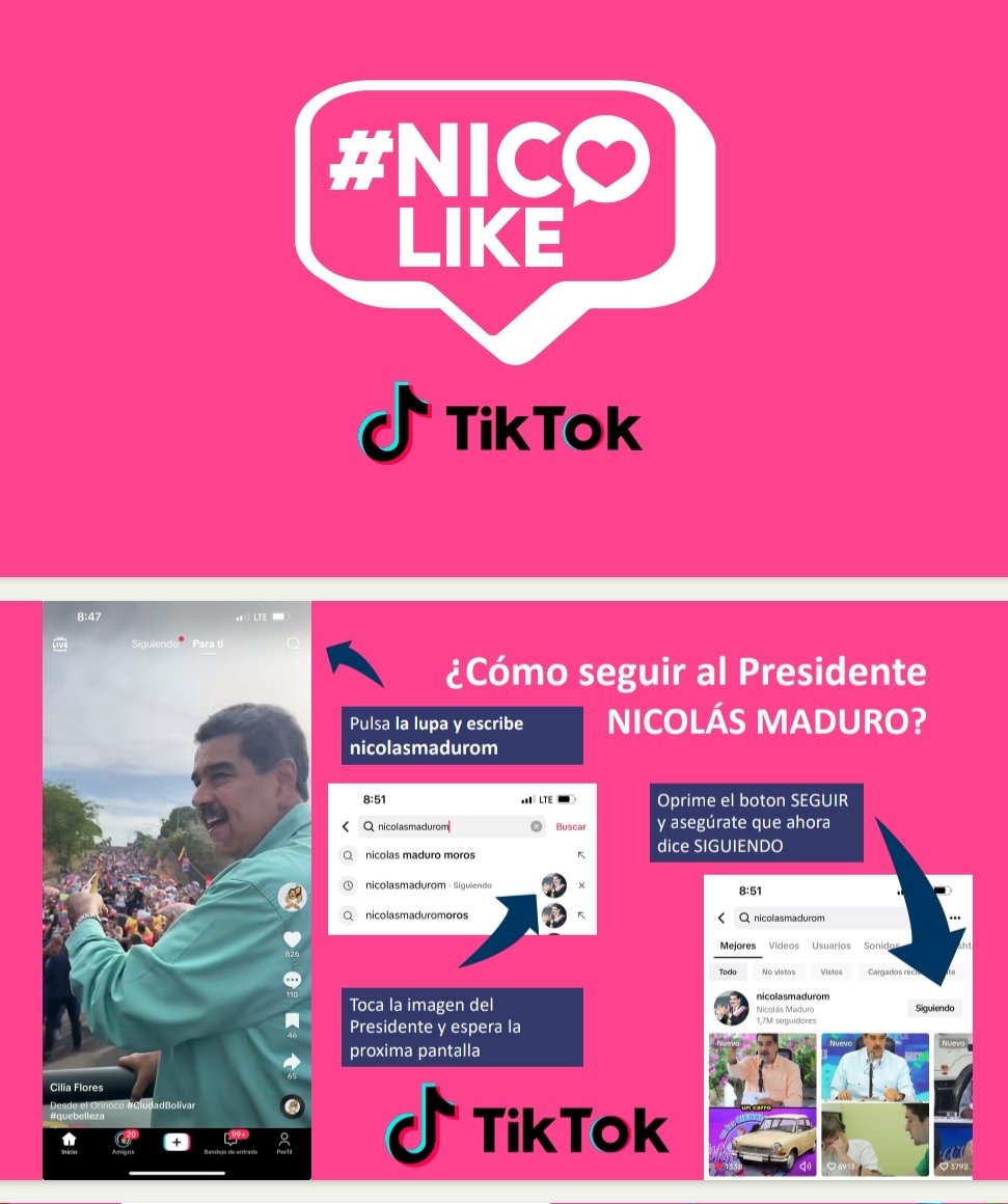 lirapsuv's tweet photo. #26May | 🇻🇪 Vamos todas y todos a romper la censura en las #RRSS!

1️⃣ Sigue las cuentas del presidente 
@NicolasMaduro
2️⃣ Comenta este post con la etiqueta #NicoLike 
3️⃣ Menciona a tres de tus contactos
4️⃣ Dale un ❤️ y 🔄 a este post. https://t.co/DzFkJBiZNV