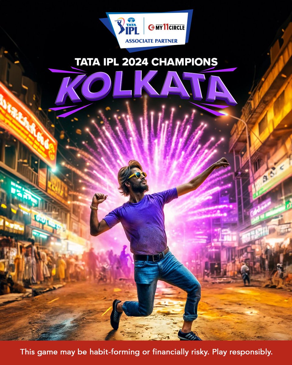 Korbo lorbe jeet gaye re! 🤩 Knights ki ye night rahi bahut special as they lifted the #TATAIPL2024 🏆 Your brilliant teamwork and dedication have paid off. Congratulations team! #My11Circle #Cricket #Final #Kolkata #Winner #FantasyCricket #ai #aiArtwork #AiGenerated #AIArt