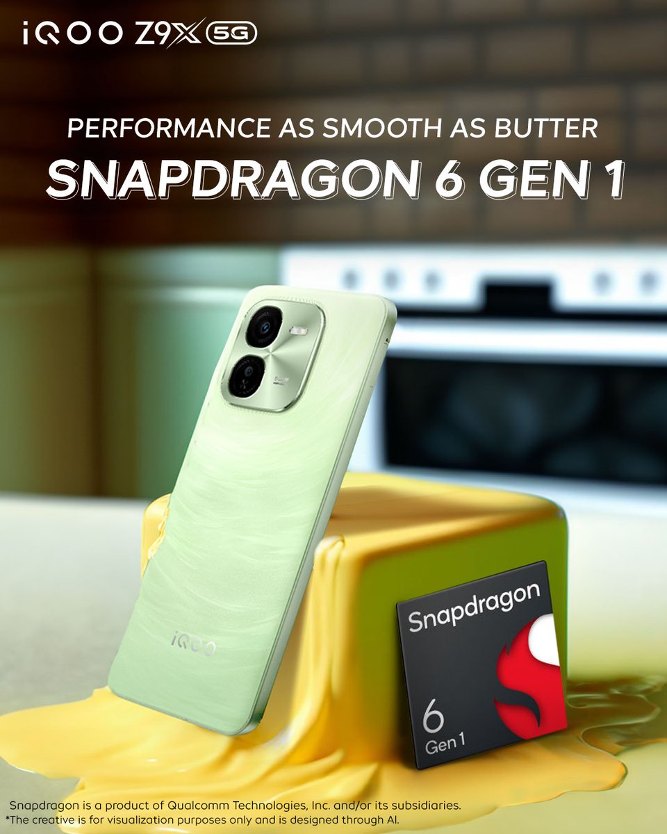 Experience performance as smooth as butter with Snapdragon 6 Gen 1 in the #iQOOZ9x! Whether you're multitasking, gaming, or streaming, enjoy a seamless and buttery-smooth user experience. Buy Now: bit.ly/3wmJjIi #iQOO #iQOOZ9x #FullDayFullyLoaded