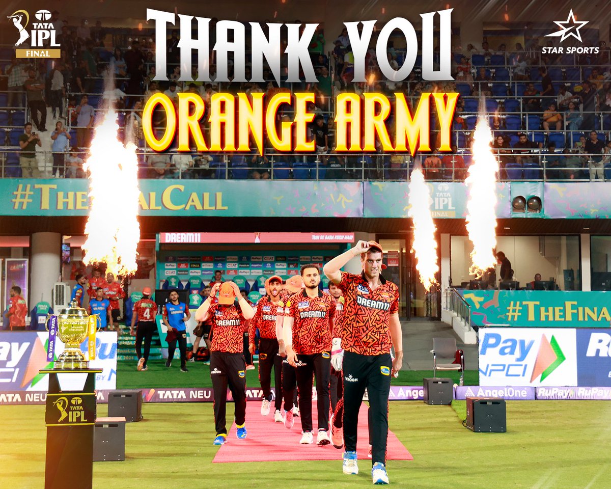 IPL 2024 was full of record-breaking matches, stunning feats, and relentless spirit for the #OrangeArmy! 🧡 Well played, Hyderabad! Thank you for the infinite memories! 🌟 📺 | #KKRvSRH | #IPLOnStar | #IPLFinalOnStar