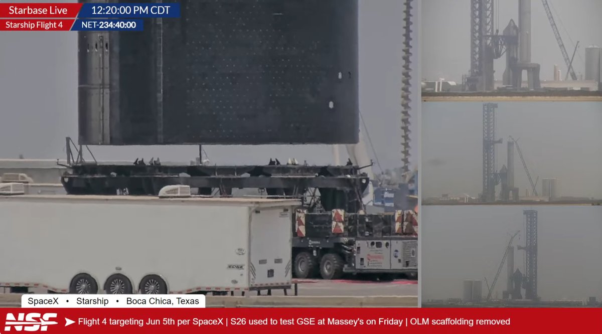 Ship 29 is being lifted atop Booster 11 for full stack operations, likely to include another Wet Dress Rehearsal (WDR). nsf.live/starbase