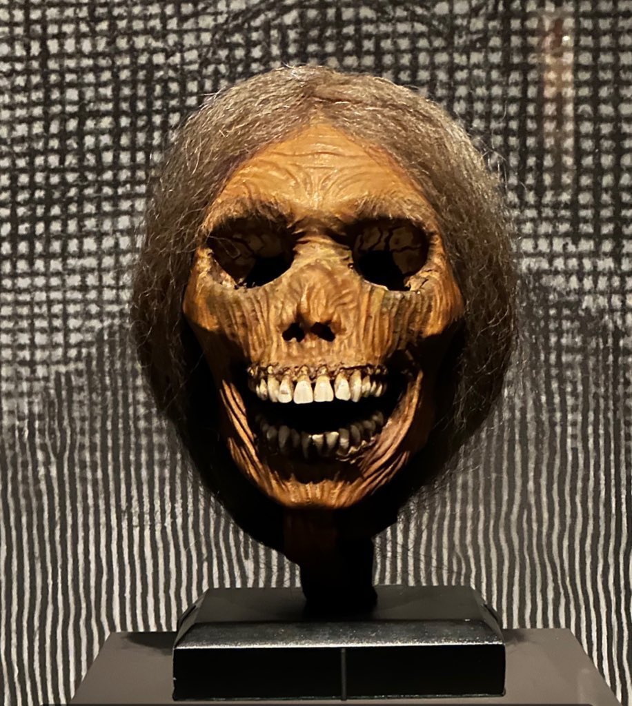 I am at La Cinematheque in Paris. This is the original skull from the Mrs Bates skeleton that was donated by Hitchcock in 1961. There are many former Higher pupils who know how excited I was to see this wummin’s heid.