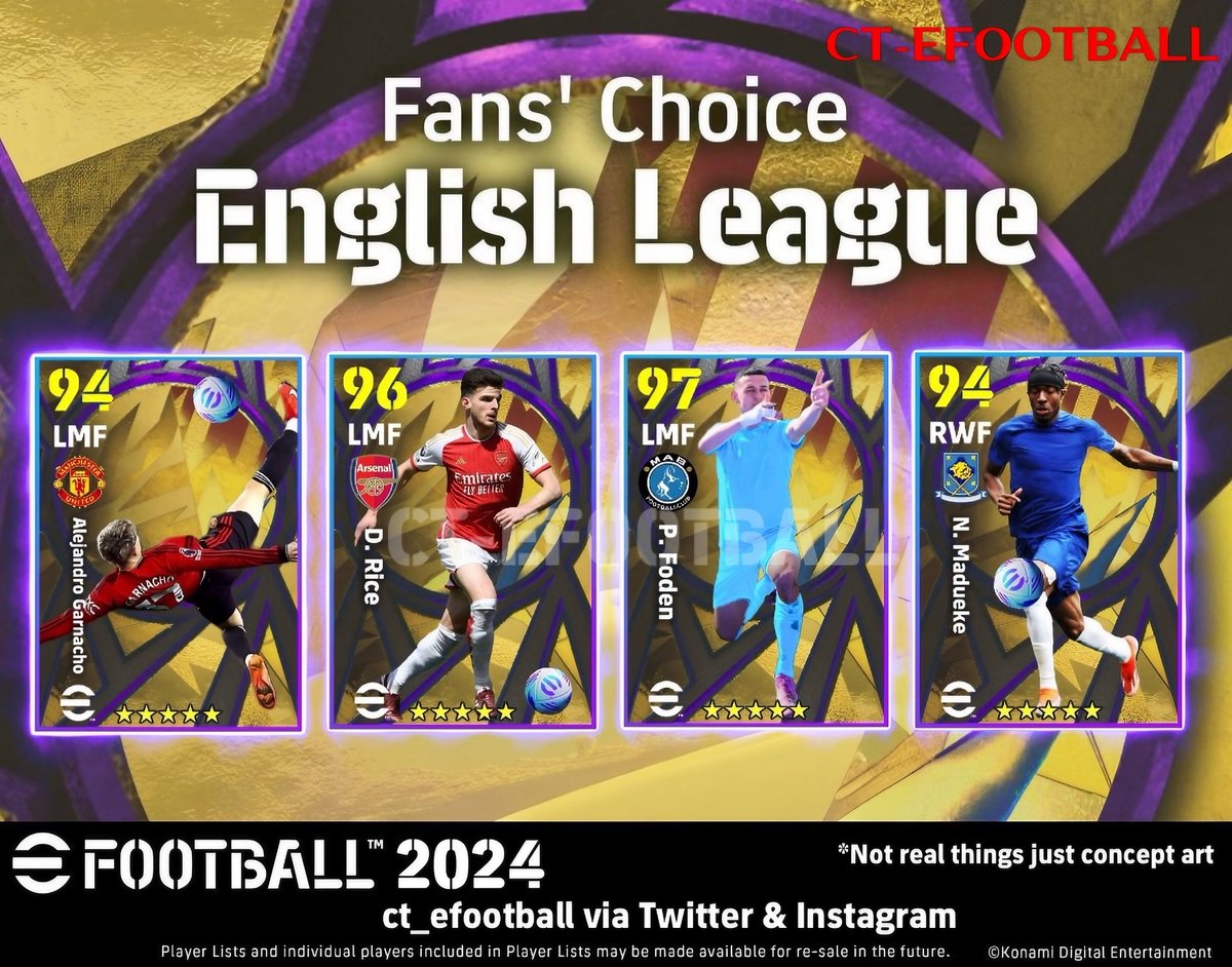 ct_efootball's tweet photo. 🚨 🅲🅾🅽🅲🅴🅿🆃 🅰🆁🆃 🚨

🫡 Fans' Choice 🫡

🏴󠁧󠁢󠁥󠁮󠁧󠁿 English League 🏴󠁧󠁢󠁥󠁮󠁧󠁿

#eFootball2024  #イーフト    #eFootball  #eFootballアプリ #談合
 #加工 https://t.co/fBsa4ldWqO