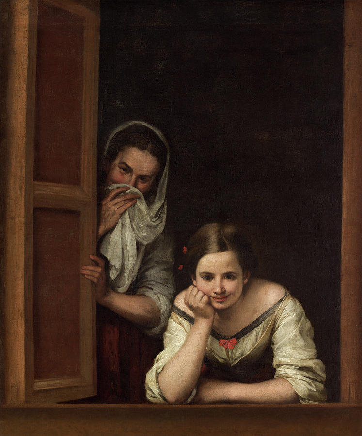 Two Women at a Window by Bartolome Esteban Murillo, circa 1665-1675.