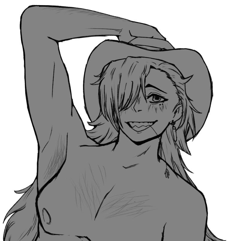 a lil human boothill wip bc i don't have the mindpower to draw his metal abs rn lol