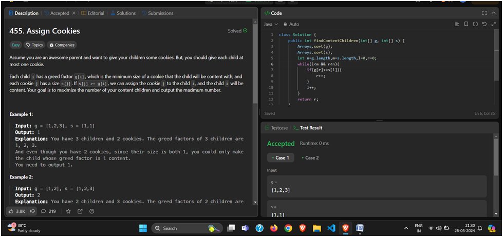 ashmit_mala's tweet image. 🚀Day 74 of #100DaysOfDSA: Explored Greedy Algorithms with 4 problems solved: Assign Cookies, Fractional Knapsack, Minimum Number of Coins, Lemonade Change. Participated in GFG Weekly Contest 156, Scored 100/100 with a rank of 209 among 2838 participants.💪💡#GFG #GreedyAlgorithm
