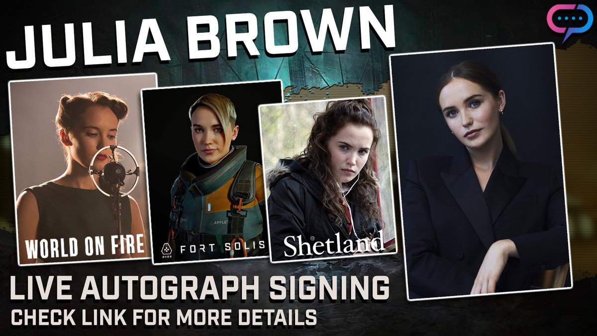This Tuesday! Julia Brown is signing LIVE! Known as Jessica Appleton in Fort Solis, Lois Bennett in World on Fire, Molly Kilmuir / Lizzie Kilmuir in Shetland, and Keri in M.I. High! Details: hubs.la/Q02ysWCt0

<a href="/juliabrownactor/">Julia Brown</a> #fortsolis #worldonfire #shetland #mihigh