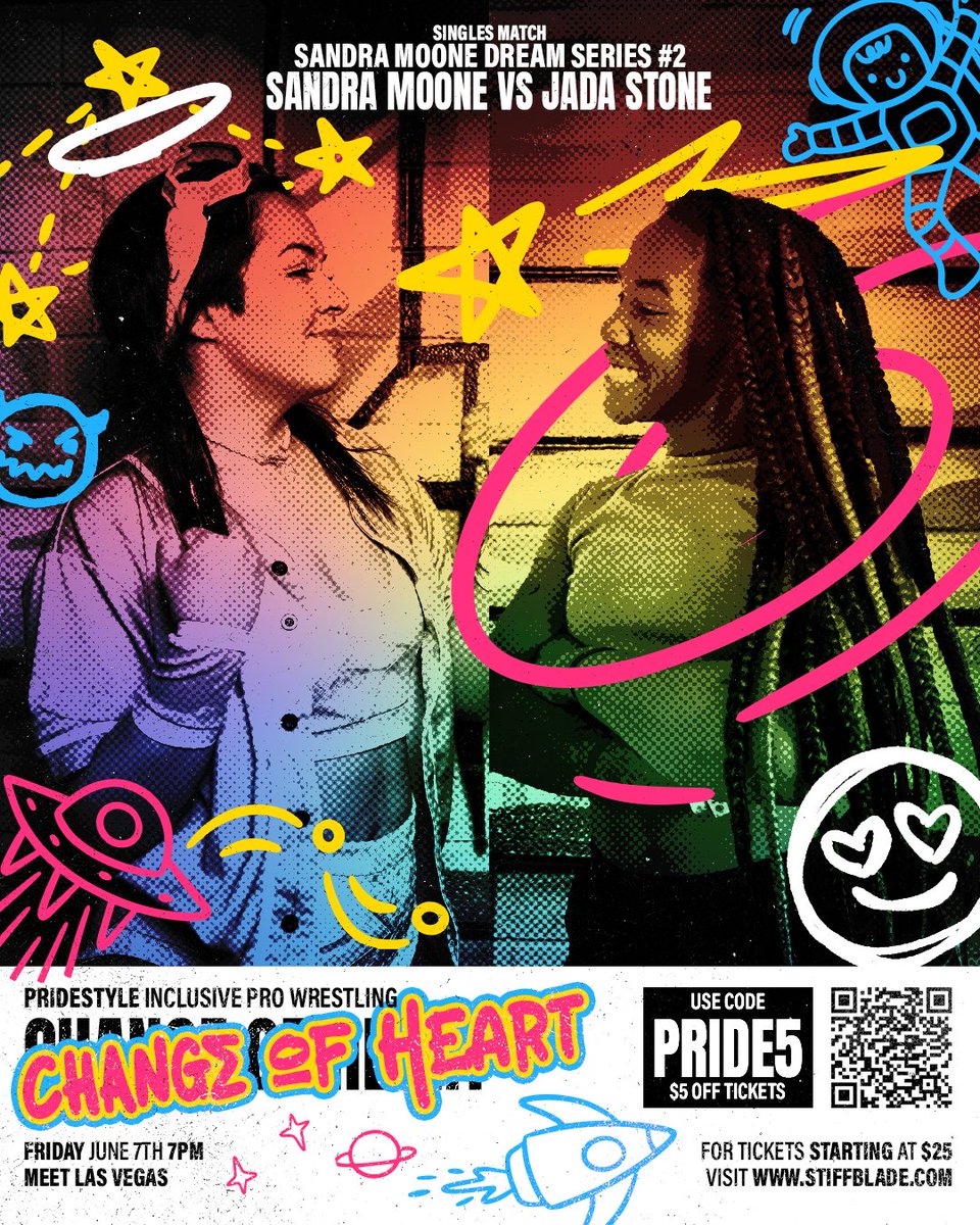 🚨VEGAS UPDATE🚨 Singles Match Sandra Moone Dream Series #2 𝗦𝗔𝗡𝗗𝗥𝗔 𝗠𝗢𝗢𝗡𝗘 vs 𝗝𝗔𝗗𝗔 𝗦𝗧𝗢𝗡𝗘 PrideStyle 25 𝗖𝗛𝗔𝗡𝗚𝗘 𝗢𝗙 𝗛𝗘𝗔𝗥𝗧 Friday 6/7 • 7PM • MEET Las Vegas Use code PRIDE5 for $5 off tickets! stiffblade.com/pridestyle