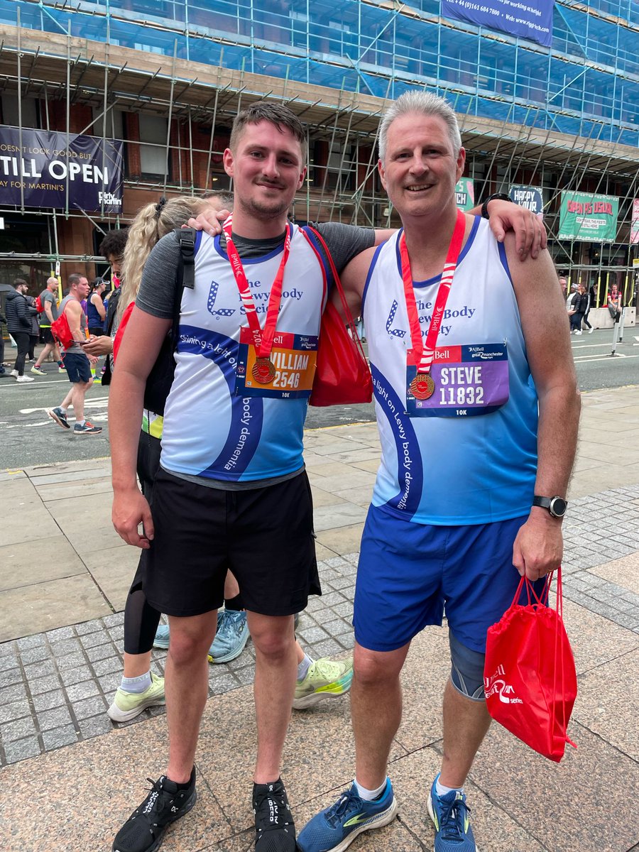 Like father, like son, Team Lewy style!

Proud smiles from Steve and William Smith after they picked up their well-deserved Manchester 10k medals.

Thanks guys, you were amazing.

#Manchester10k #GreatManchesterRun #Lewybodydementia #dementia