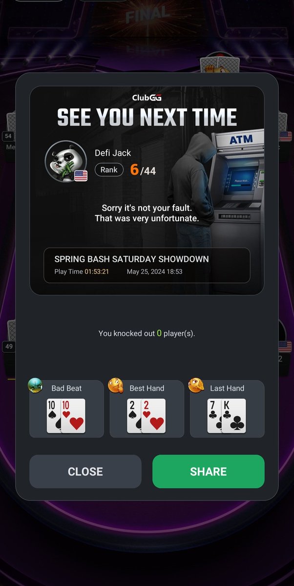 DEGENJackCrypt1's tweet photo. Took home $15 in Matic fur having fun playing #Web3Poker in @DPS_Club54
#DPSSpringBash https://t.co/XaaL1Ohrza