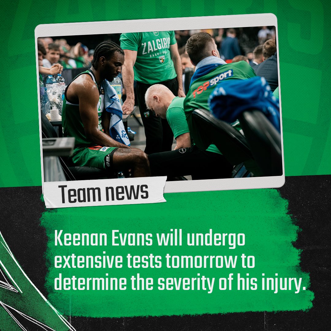 More information about Keenan Evans injury will be provided after extensive tests. Stay strong, @K3vans12! 💚